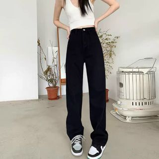 Quần baggy jean nữ ống suông rộng màu đen MS3099 thời trang jean 2kjean giá sỉ