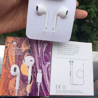 Tai nghe IPhone siu giấy chân dẹp rep 1:1 kết nối bluetooth dây in seri Full Box tím