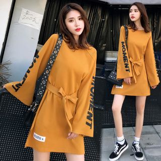 Aó, váy, đầm nữ mùa thu mới dài tay kiểu Hàn Quốc, giản dị thời trang, cổ tròn