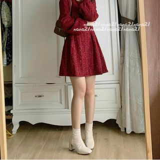 Váy đầm dạ 2 lớp/ bo eo/ hàng Quảng Châu