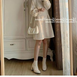 Váy đầm dạ 2 lớp/ bo eo/ hàng Quảng Châu