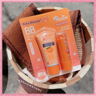 Set 2 Món Kem Nền & Son Gió Dưỡng Môi Kiss Beauty Peach