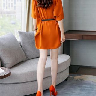 Váy, đầm cánh dơi mùa hè, mùa xuân, mùa thu, rộng, phong cách cá tính, hiện đại hàn quốc kèm dây lưng