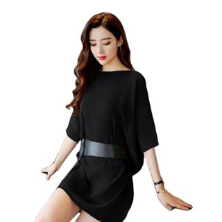 Váy, đầm cánh dơi mùa hè, mùa xuân, mùa thu, rộng, phong cách cá tính, hiện đại hàn quốc kèm dây lưng