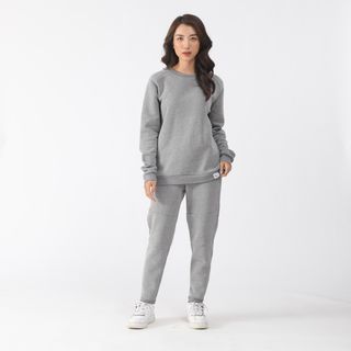 Bộ Nỉ Thể Thao Nữ Thu Đông Chất Nỉ Bông Cao Cấp, Bộ Thể Thao Nữ Năng Động Trẻ Trung Kumi Fashion - Xám