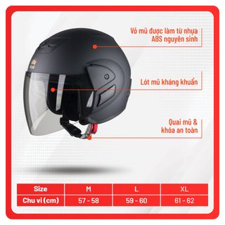 Mũ bảo hiểm Royal M01 Trơn