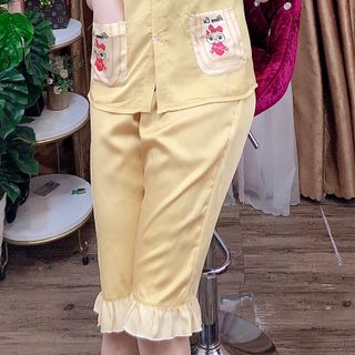 Đồ bộ nữ mặc nhà pijama cổ in 3d chins Quần lửng