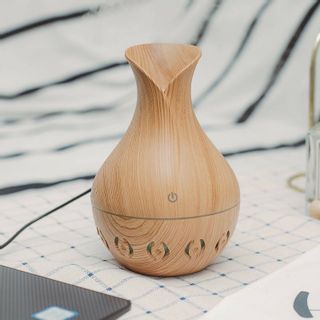 Đèn Xông Gỗ Tròn - Gỗ Cao - Nhựa Hoa Văn