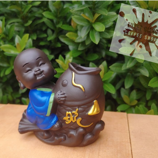 Bộ Chậu Tượng Chú Tiểu Ôm Hoa