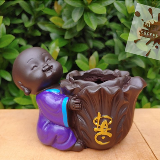Bộ Chậu Tượng Chú Tiểu Ôm Hoa