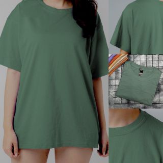 Áo thun nam cổ tròn trơn Unisex - màu Olive - Cotton 100% thoáng mát - Size 50-100kg