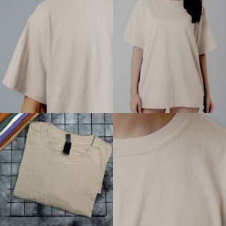 Áo thun nam cổ tròn trơn Unisex - màu Nude - Cotton 100% thoáng mát - Size 50-100kg