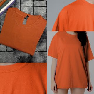 Áo thun nam cổ tròn trơn Unisex - màu cam đất - Cotton 100% thoáng mát - Size 50-100kg