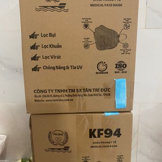 Khẩu trang KF94 ,4lớp,dày đẹp,kô xù lông,bao đổi hàng lỗi.Giá xửơng 230k/1thùng/300 cái nhé