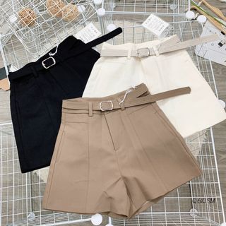 Quần short vải cotton cc dày xịn lưng bo cao kèm belt chuẩn xịn sò . 🥰 Lưng thun co giãn freesize giá sỉ