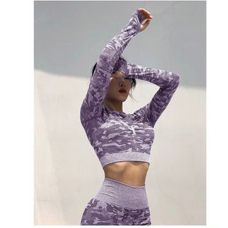 Set Đồ Tập Gym Nữ Camo Dệt Kim Phiên Bản Tay Dài Tập Gym Yoga Zumba Aerobic Thể Thao Evasport giá sỉ