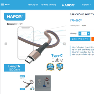 CÁP CHỐNG ĐỨT TYPE-C HAPOR