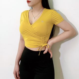 Áo Croptop Dây Rút NAQIYABEI Nữ Tập Gym Yoga Aerobic Thể Thao Tay Đùi Siêu Đẹp Cá Tính Sexy Evasport