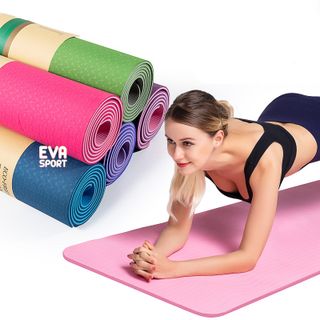 Thảm Tập Yoga Gym Thể Dục Tại Nhà TPE Chống Trượt 2 Lớp Dày 6mm Chất Liệu Cao Su Non Cao Cấp EvaSport giá sỉ