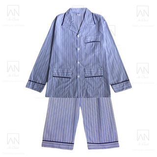 Đồ bộ nam pijama sọc kẻ chất vải cotton phù hợp người lớn tuổi loại bộ đồ nam, giá sỉ sll