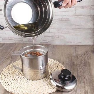 Ca lọc dầu inox 304 - Bình Lọc Dầu Ăn Có Lưới lọc Cặn
