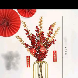 COMBO CÀNH ĐÀO ĐÔNG ĐỎ PHÚ QUÝ TÀI LỘ+ LÁ VÀNG