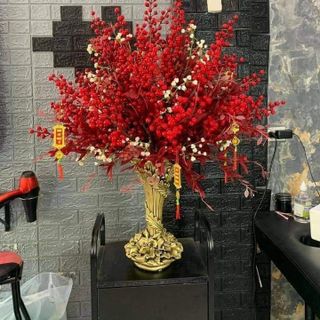 COMBO CÀNH ĐÀO ĐÔNG ĐỎ PHÚ QUÝ TÀI LỘ+ LÁ VÀNG