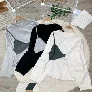 Áo thun kiểu phối siêu "truất" Áo thun kiểu phối siêu sang đẹp á . Mix váy hay quần bao sang đẹp 😘 giá sỉ