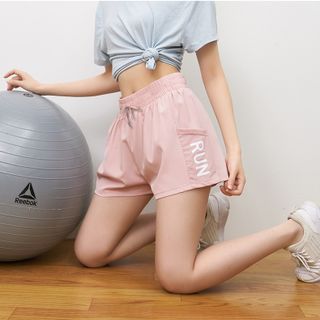 Quần Đùi Hai Lớp RUN Quần Thun Thể Thao Nữ Tập Yoga Gym Aerobic Zumba Cạp Cao Nhanh Khô Phong Cách Thời Trang Evasport giá sỉ