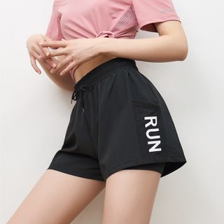 Quần Đùi Hai Lớp RUN Quần Thun Thể Thao Nữ Tập Yoga Gym Aerobic Zumba Cạp Cao Nhanh Khô Phong Cách Thời Trang Evasport