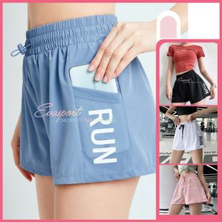 Quần Đùi Hai Lớp RUN Quần Thun Thể Thao Nữ Tập Yoga Gym Aerobic Zumba Cạp Cao Nhanh Khô Phong Cách Thời Trang Evasport