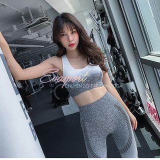 Set bộ đồ Tập Gym Nữ Yoga Aerobic Dệt Loang NAQIYABEI Áo Bra Quần Dài Chun Mông Legging Tôn Dáng Nâng Mông