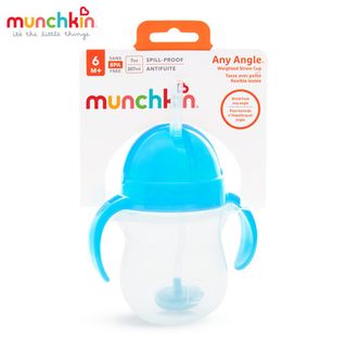 Cốc tập uống mọi tư thế Munchkin có ống hút silicone kèm chổi cọ - Xanh dương giá sỉ