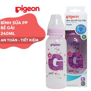 Bình sữa Pigeon 240ml cổ hẹp PP cao cấp bé gái D11242200 giá sỉ