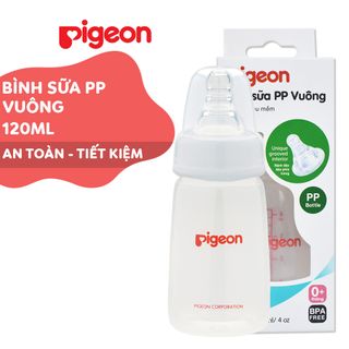 Bình sữa Pigeon 120ml cổ hẹp PP vuông cao cấp D11251100