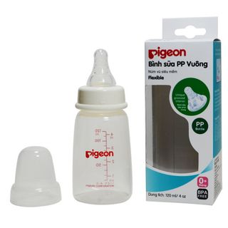 Bình sữa Pigeon 120ml cổ hẹp PP vuông cao cấp D11251100