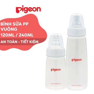 Bình sữa Pigeon 120ml cổ hẹp PP vuông cao cấp D11251100
