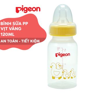 Bình sữa Pigeon 120ml cổ hẹp PP tiêu chuẩn Vịt đỏ D11221106