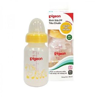 Bình sữa Pigeon 120ml cổ hẹp PP tiêu chuẩn Vịt đỏ D11221106