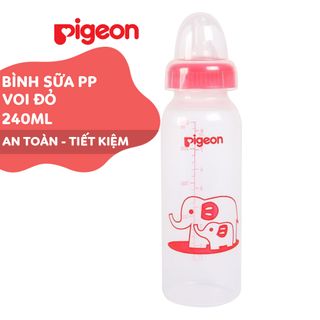 Bình sữa Pigeon 240ml cổ hẹp PP tiêu chuẩn Voi đỏ D11222107