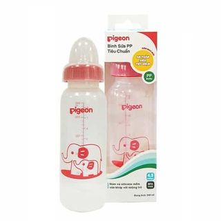Bình sữa Pigeon 240ml cổ hẹp PP tiêu chuẩn Voi đỏ D11222107