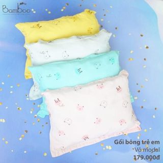 Gối bông chữ nhật Little Love cho bé vỏ Modal - Màu ghi [TẶNG KÈM 1 VỎ GỐI]