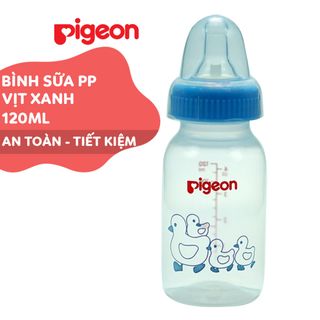 Bình sữa Pigeon 120ml cổ hẹp PP tiêu chuẩn Vịt xanh D11221206