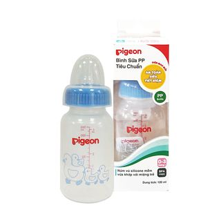 Bình sữa Pigeon 120ml cổ hẹp PP tiêu chuẩn Vịt xanh D11221206