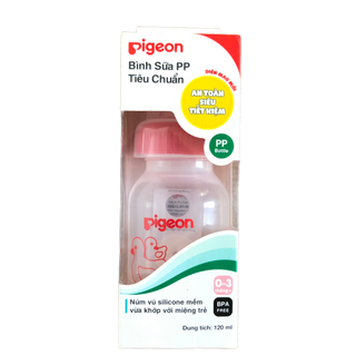 Bình sữa Pigeon 120ml cổ hẹp PP tiêu chuẩn Vịt xanh D11221206