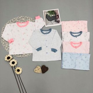 SET 5 áo dài tay Miomio cài giữa mỏng - Size 6M, Mèo xanh