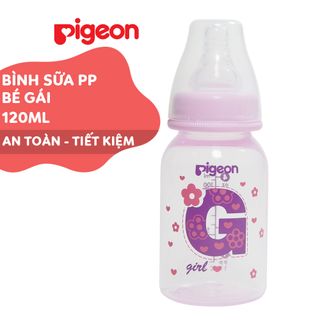 Bình sữa Pigeon 120ml cổ hẹp PP cao cấp bé gái D11241200 giá sỉ