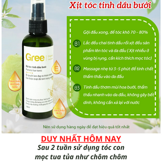 Xịt Tóc Tinh Dầu Bưởi GREE KÍCH mọc tóc NGĂN NGỪA rụng tóc giúp tóc chắc khỏe cung cấp dưỡng chất giúp Suôn Mượt Mềm Mại