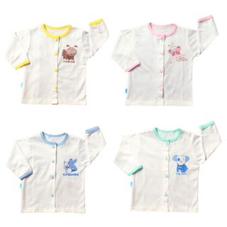 SET 10 áo sơ sinh dài tay khuy thẳng màu trắng 100% cotton Thái Hà Thịnh - Size 1 giá sỉ