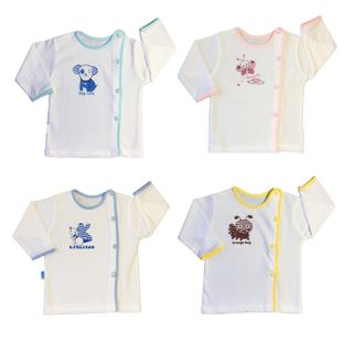 SET 10 áo sơ sinh dài tay khuy lệch màu trắng 100% cotton Thái Hà Thịnh - Size 1 giá sỉ